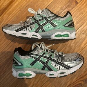 Asics Mint Green and Silver Running Shoes